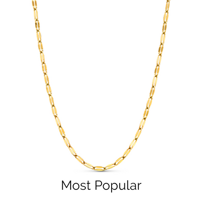 Layering Paperclip Diamond Cut Chain Necklace (Gold)