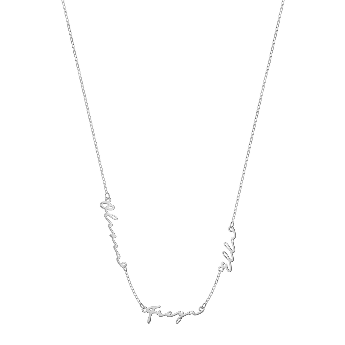 Multi Signature Name Necklace (Silver)