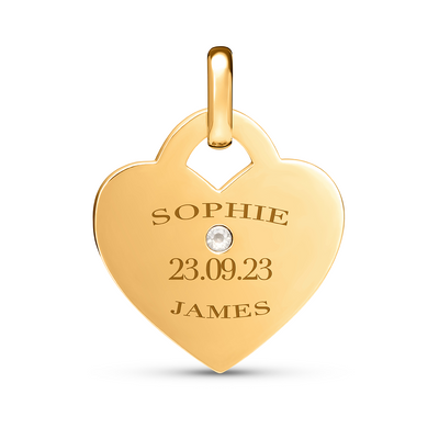 Birthstone Heart Token Pendant (Gold)